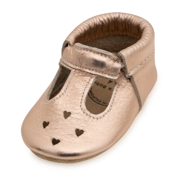 L Janie and Jack leather Mary Janes in rose gold display picture 1