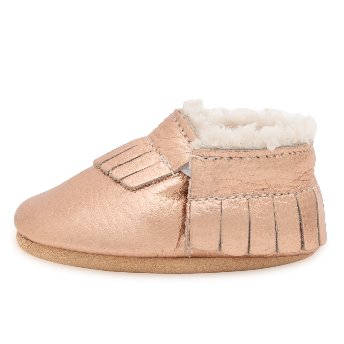 Rose Gold Sherpa Moccasins