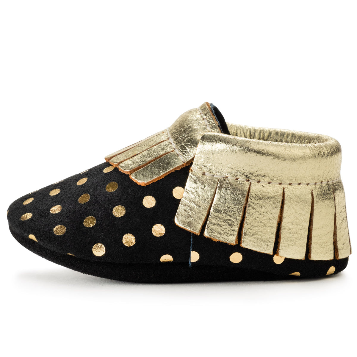 Black and Gold Baby Moccasins