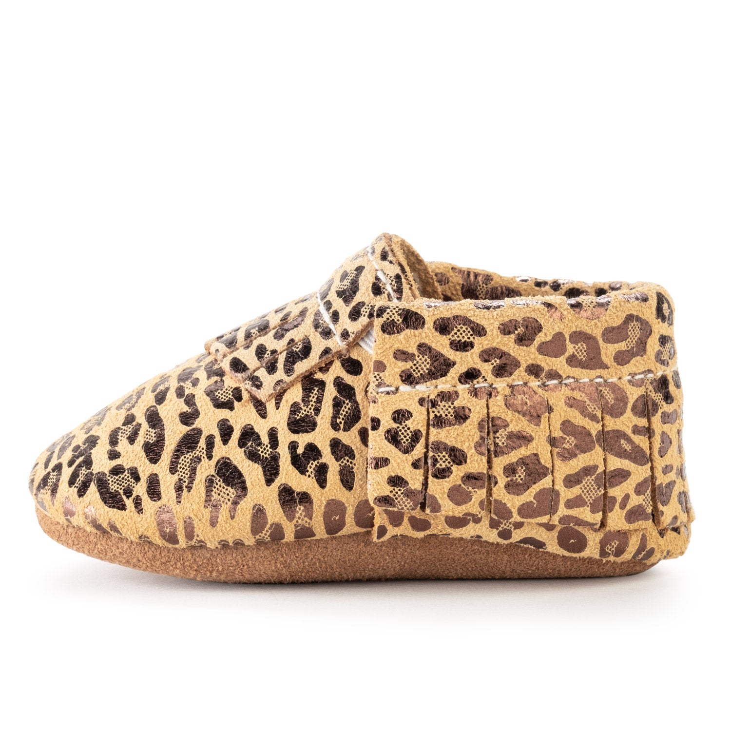Leopard Baby Moccasins, Genuine Leather BirdRock Baby