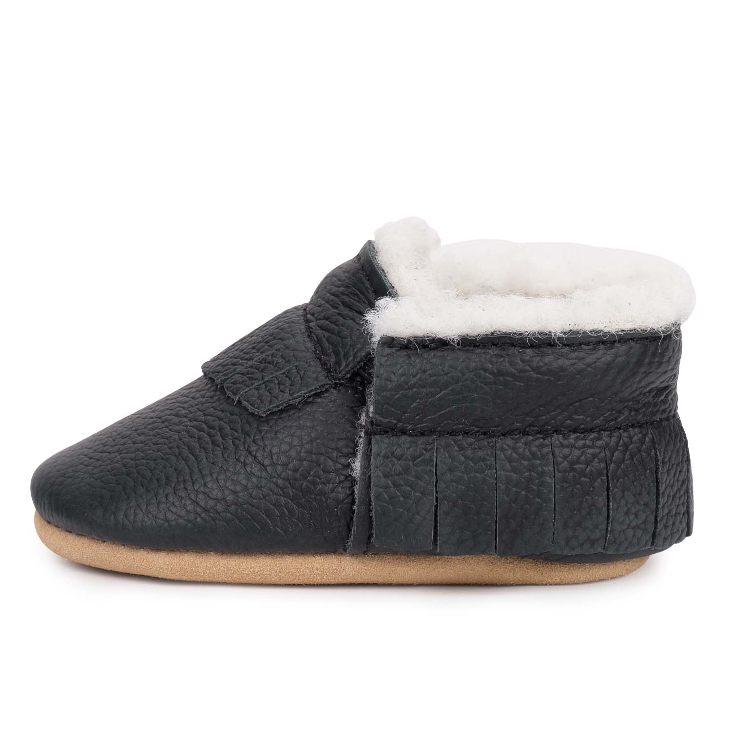 Black and Tan Sherpa Moccasins